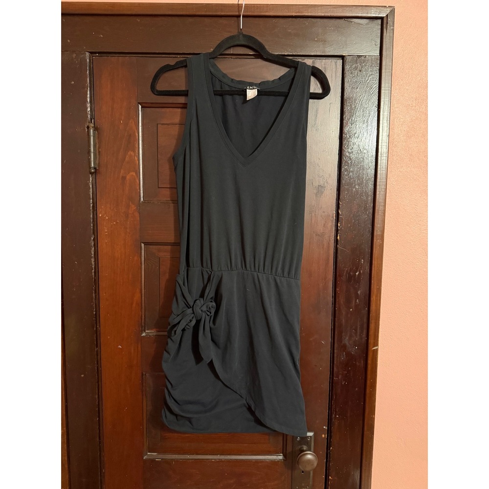 Venus‎ Womens Black Sleeveless V-Neck Ruched Side Tie Wrap Mini Dress Size M